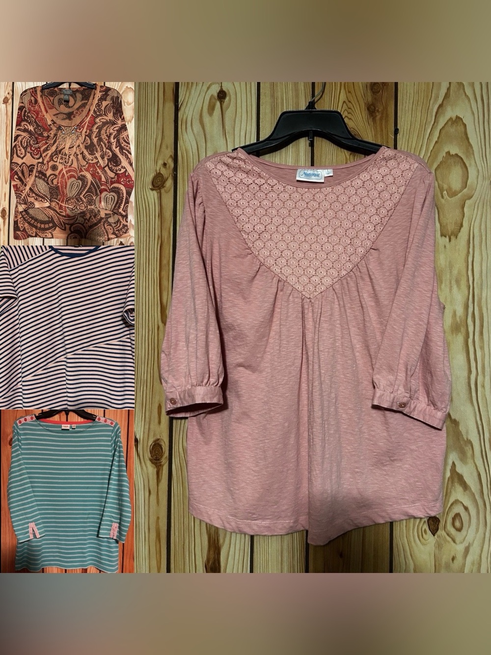 Set of 4 Women’s top blouse 3/4 sleeves size L cotton polyester